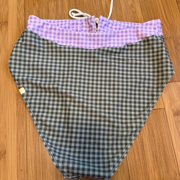 Summersalt Triangle Top and Lace-Up High Leg High Rise Bikini Bottom Gingham - Picture 4 of 10